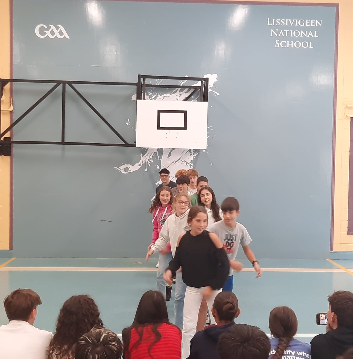 Students taking part in a performance at Lissivigeen National School
